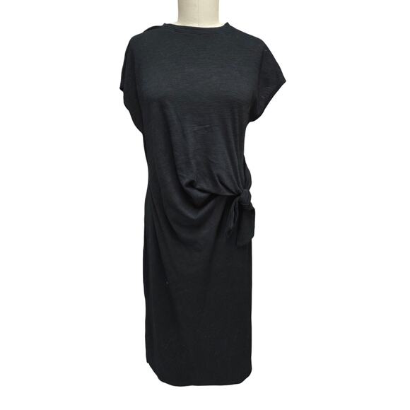 Sonoma Charcoal Gray Knot Side Midi Dress Soft Stretch Lightweight Casual L - Picture 3 of 5